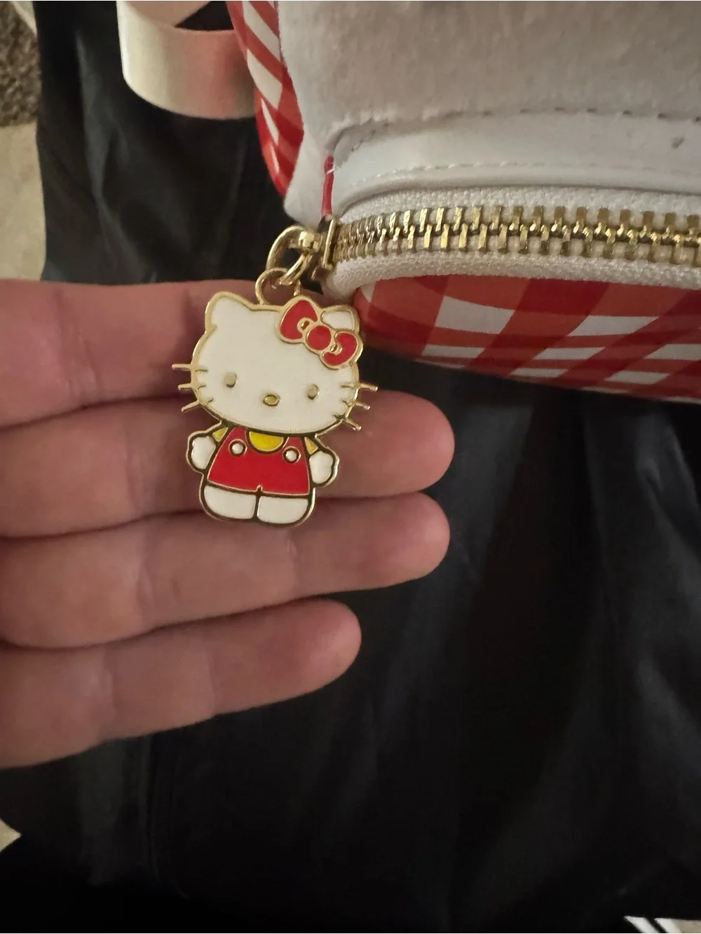 Sanrio Hello Kitty White Plush Mini Backpack with Red Gingham